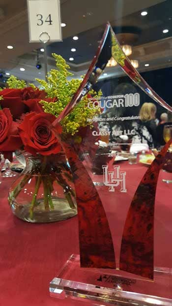 On November the 6th, Classy Art was recognized and awarded by the University of Houston’s Alumni program to join the Cougar 100 Program as one of the fastest growing companies in Houston.