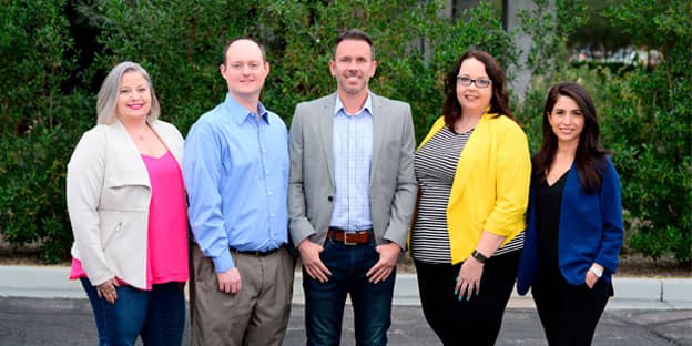 Pictured L to R: Chief Operations Officer Jodie Pierce, Chief Technology Officer Jeff Dezso, Chief Growth Officer Adam Gilbert, Chief Financial Officer Kristen Pietragallo and Chief Executive Officer Genna Majuta.